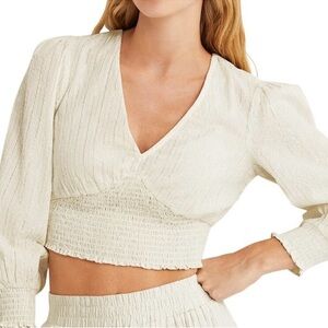 BODEN LUREX SMOCKED CROP TOP